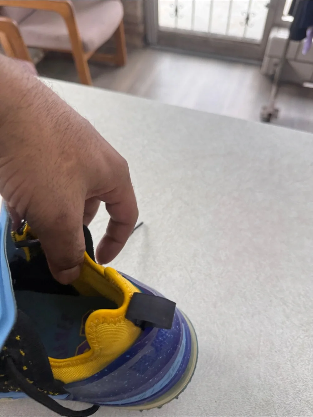 Men's Black and Blue LeBron laker colors  Athletic Sneakers with Yellow Accents